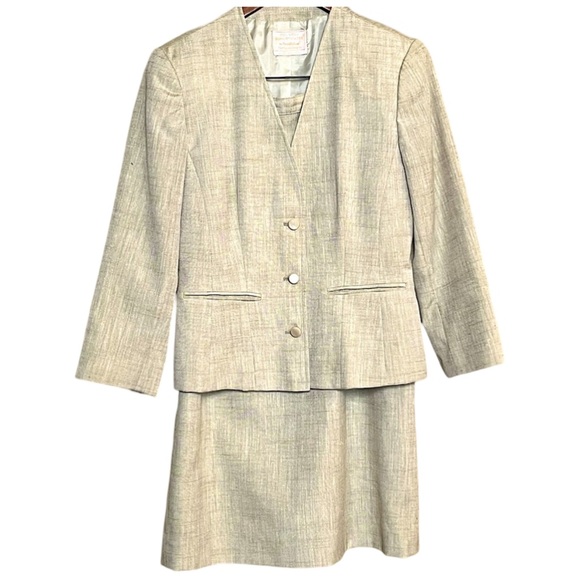 Country Sophisticates EUC by Pendleton Silk Blend Skirt Suit Wheat Color Size 8 - Picture 3 of 14